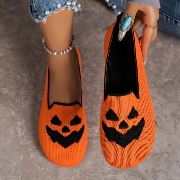 Halloween pumpkin print flat shoes - Picture 2 of 5